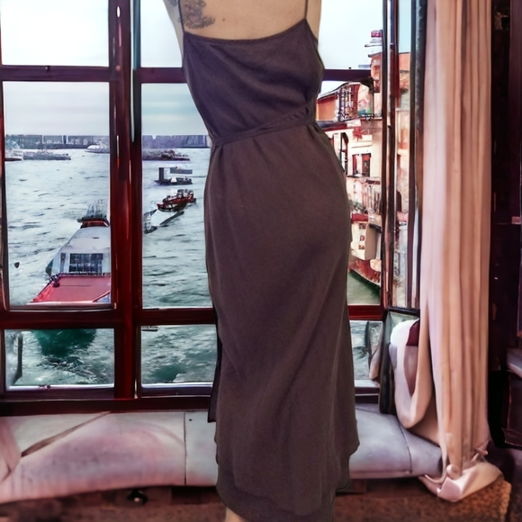 Vtg 100% Linen Wrap Dress - Picture 4 of 6